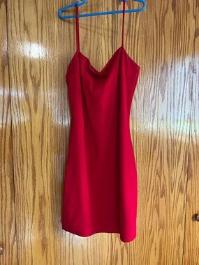 Lulu's Red Cowl-Neck Slip Mini Dress